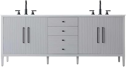 Elegant Kitchen and Bath 84" Double Bathroom Vanity in Grey