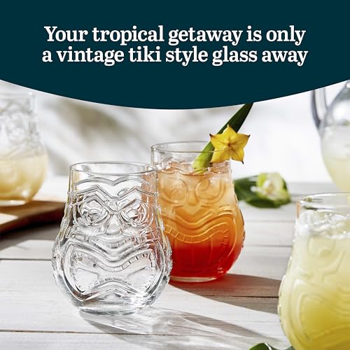 Libbey Tiki Faces / 4 Count (Pack of 1) / Tiki Mixed Drinkware Sets