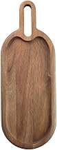 TableCraft 11523 Acacia Collection Snack Tray, 15-1/8" x 5-1/2" x 3/4" Overall, Oblong, with Handle, Wood