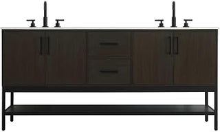Elegant Kitchen and Bath 72" Double Bathroom Vanity in Mocha Brown