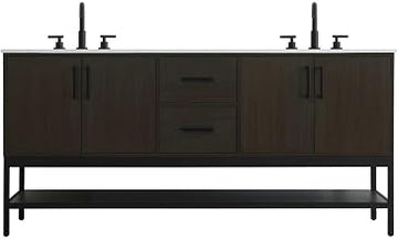 Elegant Kitchen and Bath 72" Double Bathroom Vanity in Mocha Brown