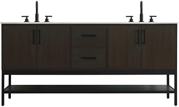 Elegant Kitchen and Bath 72" Double Bathroom Vanity in Mocha Brown