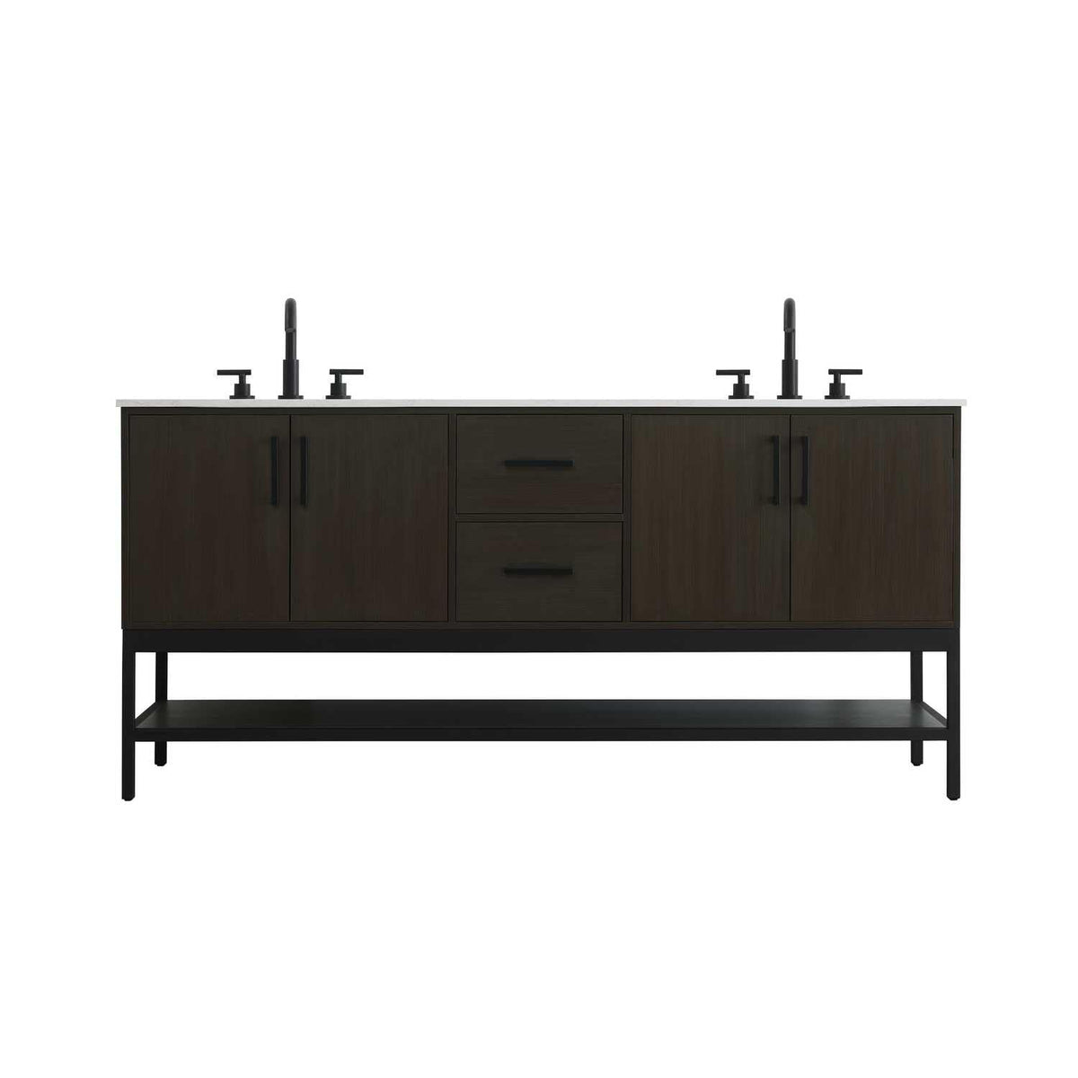 Elegant Kitchen and Bath 72" Double Bathroom Vanity in Mocha Brown by Elegant Lighting – 22" H x 72" W, Wood, Mocha Brown, Model VF60772DMMB