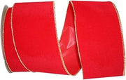 Reliant Ribbon 3934M-994-10J Velvet Commercial Heavy Wired Edge Ribbon, 4 Inch X 25 Yards, Red/Gold