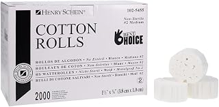 Henry Schein Medium Cotton Rolls, 1.5", Non-Sterile, Absorbent, 2000 Ct