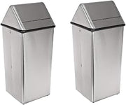 Witt Industries Stainless Steel 13-Gallon Waste Watcher Hamper and Swing Top Receptacle, Silver, Set of 2