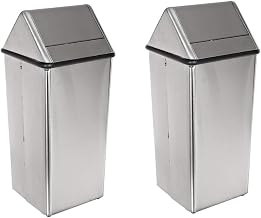 Witt Industries Stainless Steel 13-Gallon Waste Watcher Hamper and Swing Top Receptacle, Silver, Set of 2