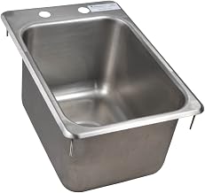 BK Resources NSF Commercial One Compartment Drop in Kitchen Sink, 10"x14"x9", Heavy 20 Gauge T-304 Stainless Steel, Top Mount, Seamless Deep Drawn Construction