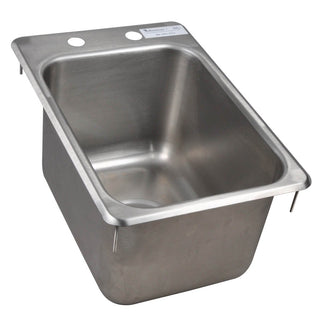 BK Resources NSF Commercial One Compartment Drop in Kitchen Sink – Medium, Stainless Steel, Drop In Sink with 10x14x9" Bowl, Model BK-DIS-1014