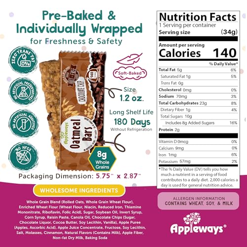 Appleways Chocolate Chip / 1.2 Ounce (216 Count) / 216 Whole Grain