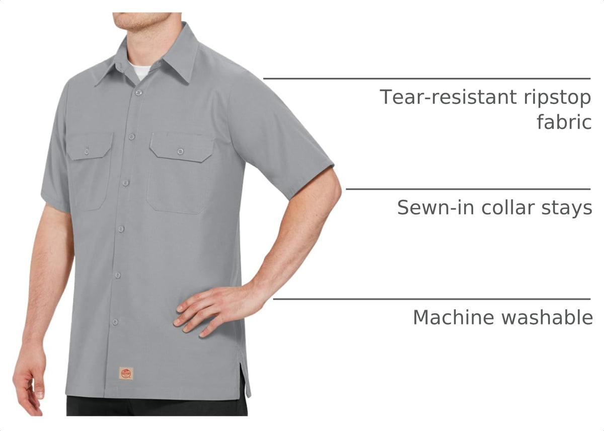 Red Kap Large Tall / Grey / Solid Rip Stop Shirt Tops