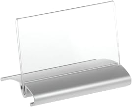 Aero Linea Brushed Silver Aluminum Horizontal Sign Holder - 3 1/2"L x 2"H