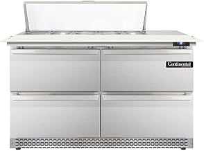 DL48-10C-FB-D Designer Line Sandwich Unit, 48" W, With 10 Pan Top Openings, 19" Cutting Board, Front Breathing & Four Drawers