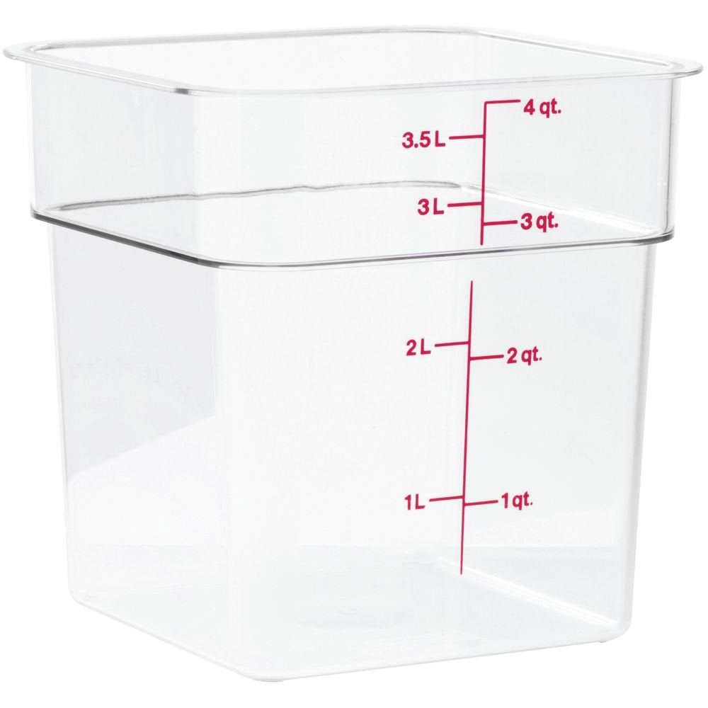 CamSquare Square Food Storage Container (4-Quart by Cambro – 4 Quart, Plastic, Clear, Model 4SFSCW135