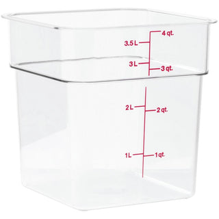 CamSquare Square Food Storage Container (4-Quart by Cambro – 4 Quart, Plastic, Clear, Model 4SFSCW135