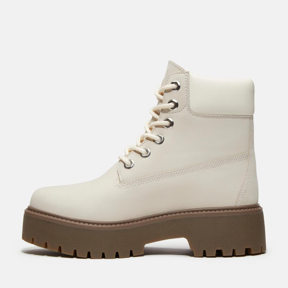 Women's Stone Street 6 Inch Lace Up Waterproof Boot by Timberland – 5.5, Leather, Natural Nubuck