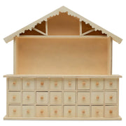 Woodpeckers Wooden Advent Calendar, 13.5 x 14.9 Inch House with 24 Drawers, Unfinished