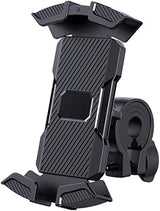Shockproof Bike Phone Mount for Kawasaki Vulcan 2000 Mean Streak | Thicker backplate bike phone mount prevents device shakes on bumpy trail rides with 360 rotation and carbon texture