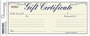 Rediform Gift Certificate Pack, 25 Duplicates with Envelopes, 3.625" x 9.5", Numbered, Blue/Gold (98002)