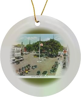 3dRose Central Square, Keene Hew Hampshire Ariel Circle Porcelain Ornament