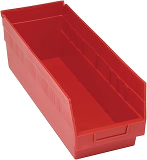 QUANTUM STORAGE SYSTEMS K-QSB204RD-5 5-Pack Store-More 6" Plastic Shelf Bins, 17-7/8" x 6-5/8" x 6", Red