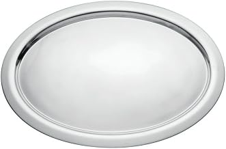HUBERT Serving Tray Silver Stainless Steel Oval - 22 1/2" L x 16 1/2" W x 3/4" H