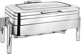 3995GPL Jazz Rock Collection 8 Quart Induction Chafer, Rectangular, Full Glass Hinged Cover, Hotel Grade, Pillar'd Style Base