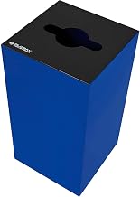 Global Industrial Square Recycling Can with Mixed Recycling Lid, 32 Gallon, Blue