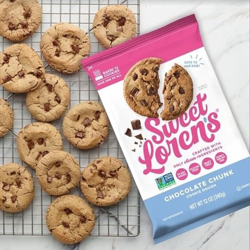 Sweet Lorens Chocolate Chunk Place & Bake Cookie Dough / 12 Ounce (Pack of 6) / 1 Cookies