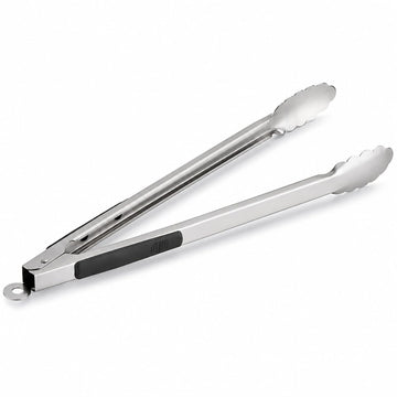 Glownary 20 Inch Stainless Steel Grilling Tongs with Black Silicone Handle – Heat Resistant up to 400F, Scalloped Tips, Locking Function, Dishwasher Safe