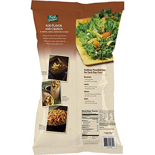 Fresh Gourmet Wonton Strips / Authentic / 16 Ounce (Pack of 1) Salad Toppings