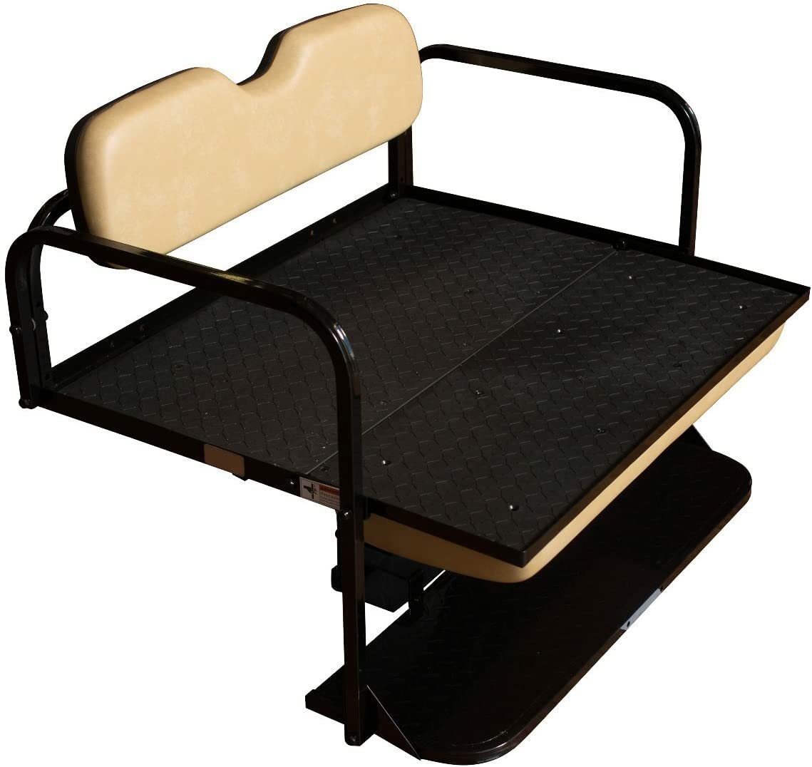 EZGO RXV Golf Cart Flip Folding Rear Seat Kit | Compatible with 2008-Up Models (Stone) by Performance Plus Carts – Vinyl, Stone, Model RXVFRSST