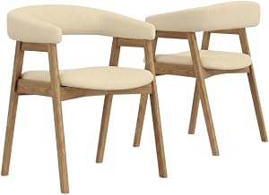 Starlight Canyon Home Solid Rubberwood Dining Chairs Set of 2, Modern Wood Dining Chair Set for Kitchen Table and Dining Room, Natural