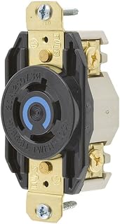 Hubbell Wiring Device-Kellems Locking Devices, Twist-Lock, Industrial, Flush Receptacle, 20A 3 Phase Delta 250V AC, 3-Pole 4-Wire Grounding, L15-20R, Screw Terminal, Black (Model: HBL2420)