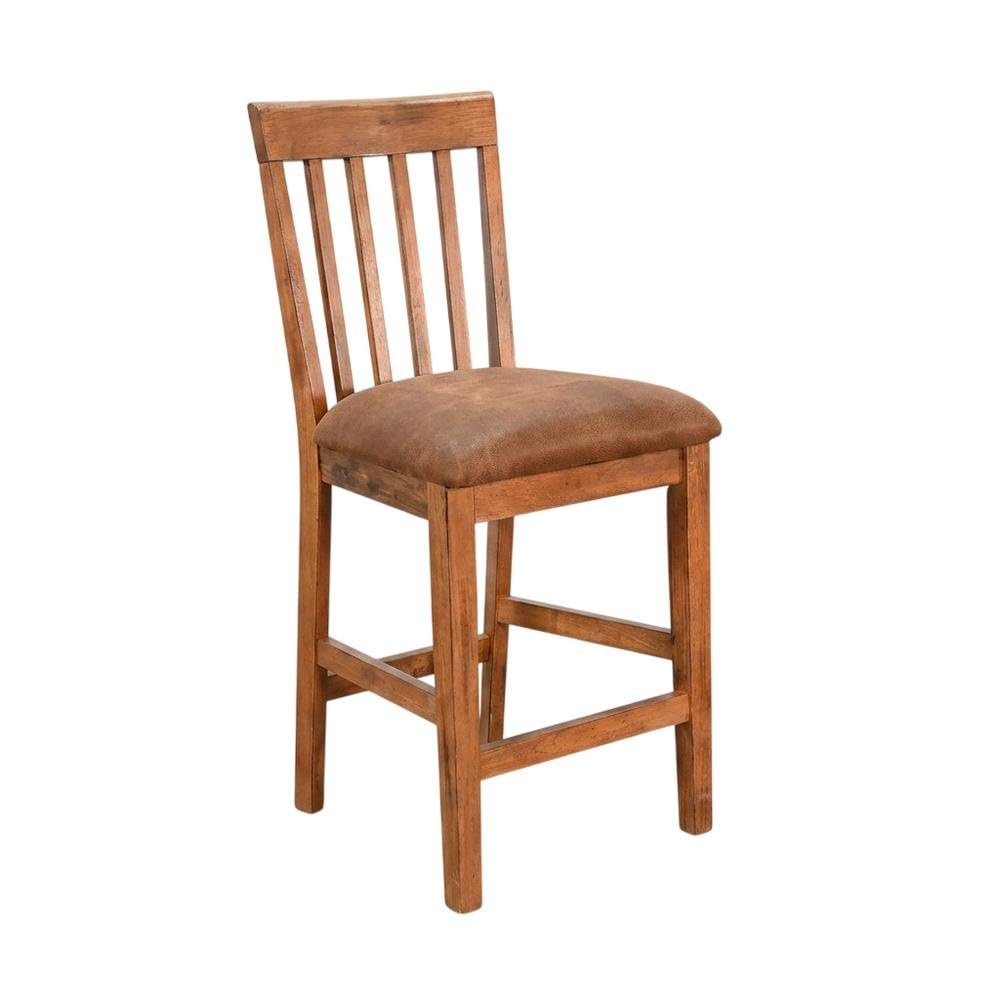 Light Brown Slatback Barstool Set by Starlight Canyon Home – Solid Wood, Mindi, Sinkai, Brown, Pack of 2