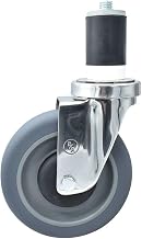 BK Resources 5" Gray Rubber 1-1/2" Expanding Stainless Steel Stem Swivel Caster for Work Tables, NSF, 250lb Capacity Per Wheel