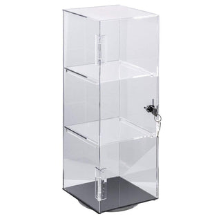 Rotating Clear Acrylic Showcase with Lock by AARCO DISPLAY PRODUCTS – Clear, Model 1473