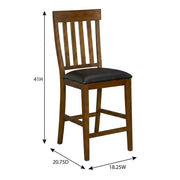 Rustic Whiskey Mariposa Slatback Counter Chair with Upholstered Seat by Starlight Canyon Home – Rubberwood, Brown, Pack of 2