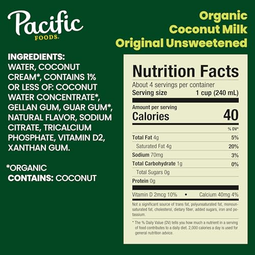 Pacific Foods Coconut Milk / 32 Fl Oz (Pack of 6) / 1 Coconut Milk Beverage