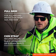 Ergodyne Green / 6.5 - 8 (21in - 25 in / 53cm - 63.5cm) / Full Brim Safety Helmet - Type 2, Class C Head Protection