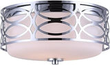 Canarm Drake 2-Light Flush Mount Ceiling Light, 12-Inch Chrome Finish with Opal Glass Shade, Modern Lighting for Bedroom, Hallway, or Entryway
