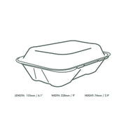 Plant-Based Compostable 9 x 6in Large Bagasse Clamshell (Case of 200) by Vegware – 9 x 6in, Bagasse, White, Pack of 200, Model VA-SH89