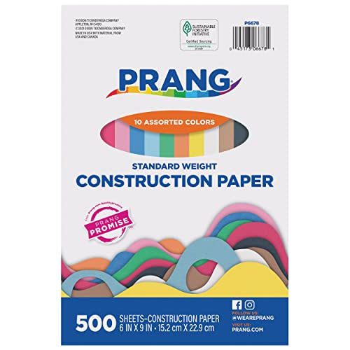 Prang 6" x 9" / 10 Colors may vary / Solid Color Construction Paper