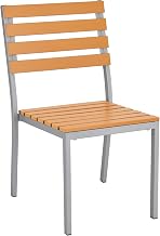 Global Industrial Stackable Outdoor Dining Armless Chair, Tan, 4 Pack