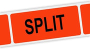 Specialty Printing Split Grabber Label Dayglo Red with Black Print, 1.375" x 3/4" | 1000/Roll