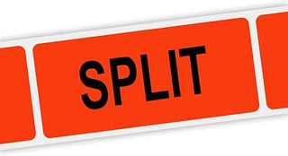 Specialty Printing Split Grabber Label Dayglo Red with Black Print, 1.375" x 3/4" | 1000/Roll