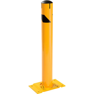 Global Industrial Steel Safety Bollard W/Chain Slots – Removable Base & Cap, 36"H x 4-1/2"D