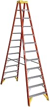 () Twin Step Ladder by Werner – 92"L x 34"W x 9"H, Fiberglass, Orange, Model T6212