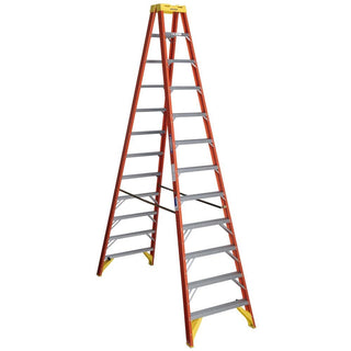 () Twin Step Ladder by Werner – 92"L x 34"W x 9"H, Fiberglass, Orange, Model T6212