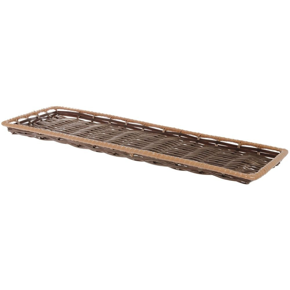 Two -Tone Beige Storage Basket- 9"L x 26"W x 1"H by HUBERT – Plastic, Brown, Model K428S-FT DB